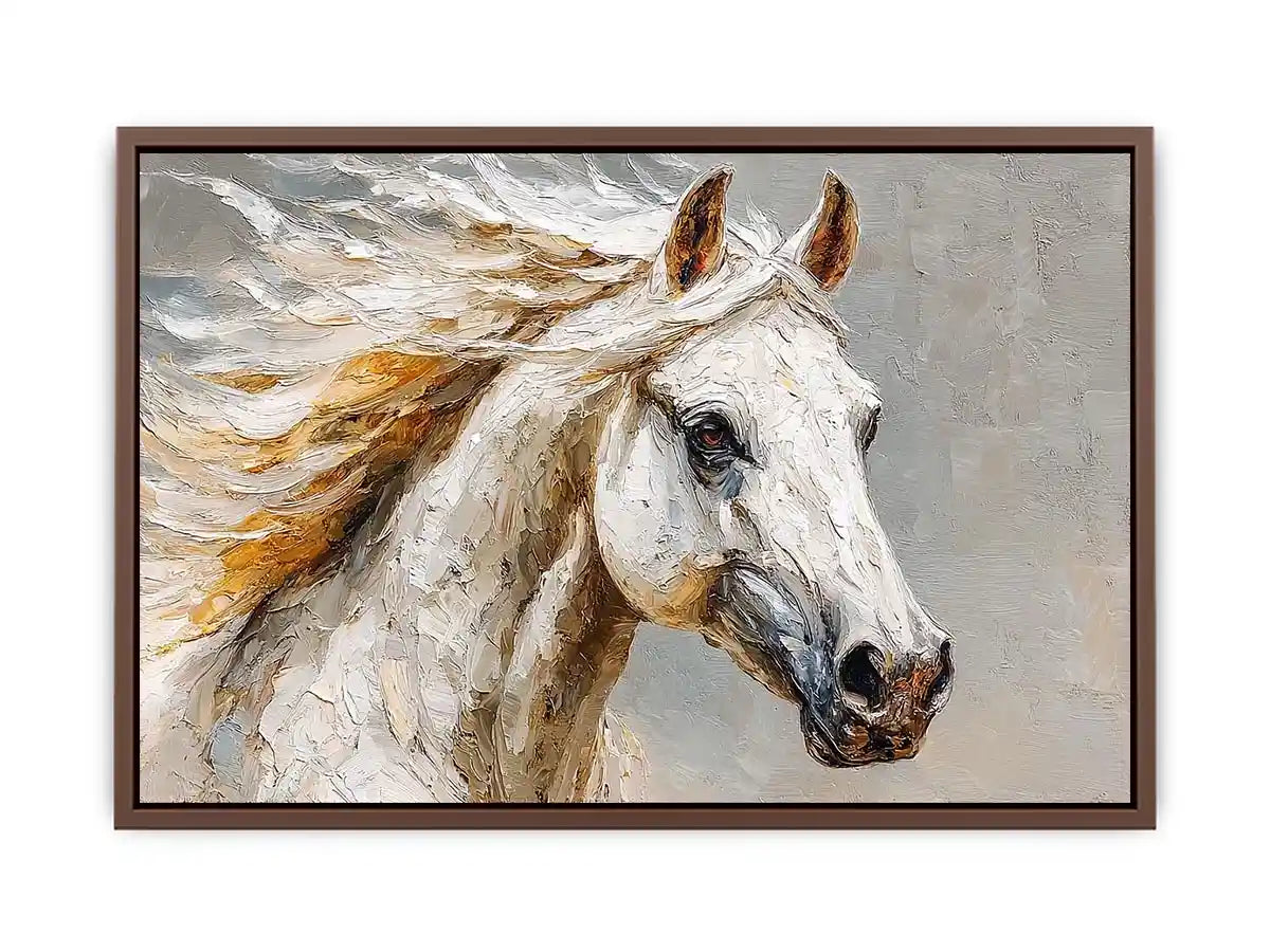 white horse rustic canvas art