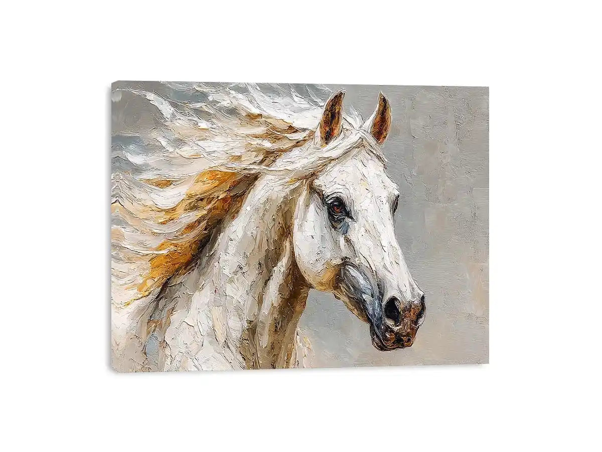 white horse rustic canvas art