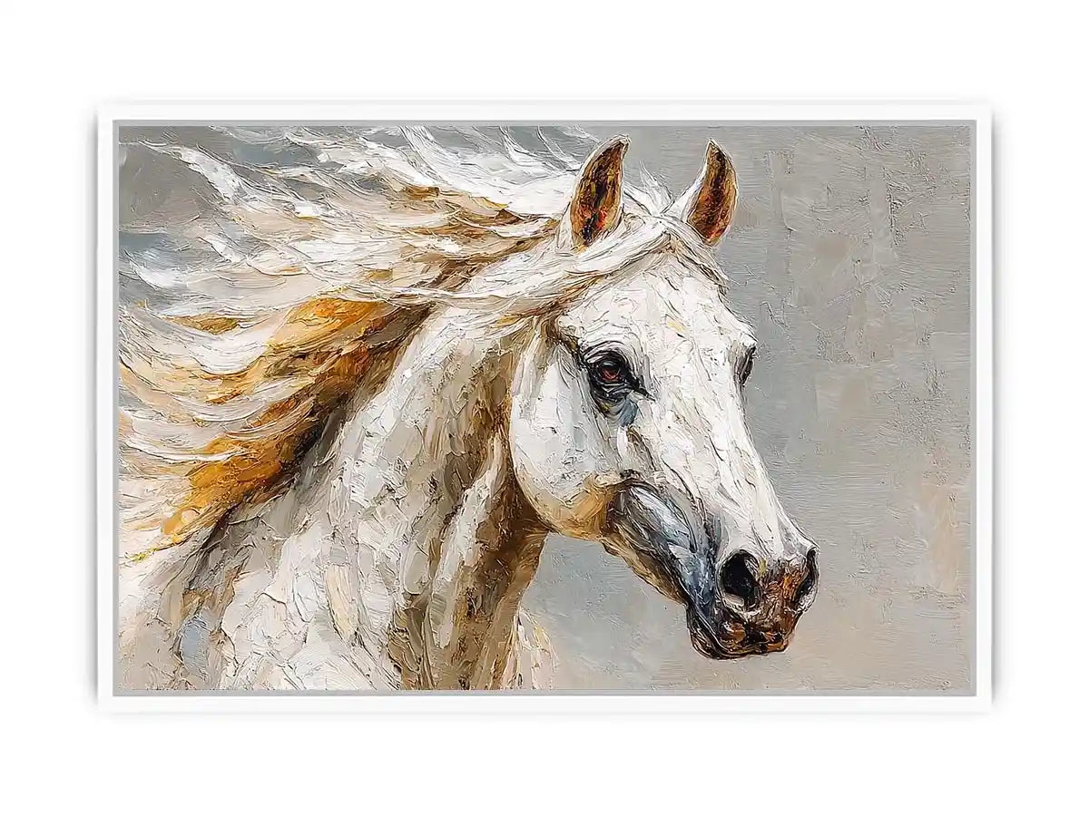 white horse rustic canvas art