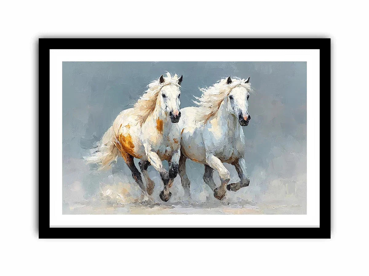 running white horses canvas print