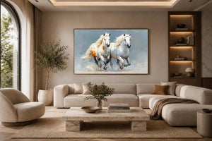 running white horses canvas print