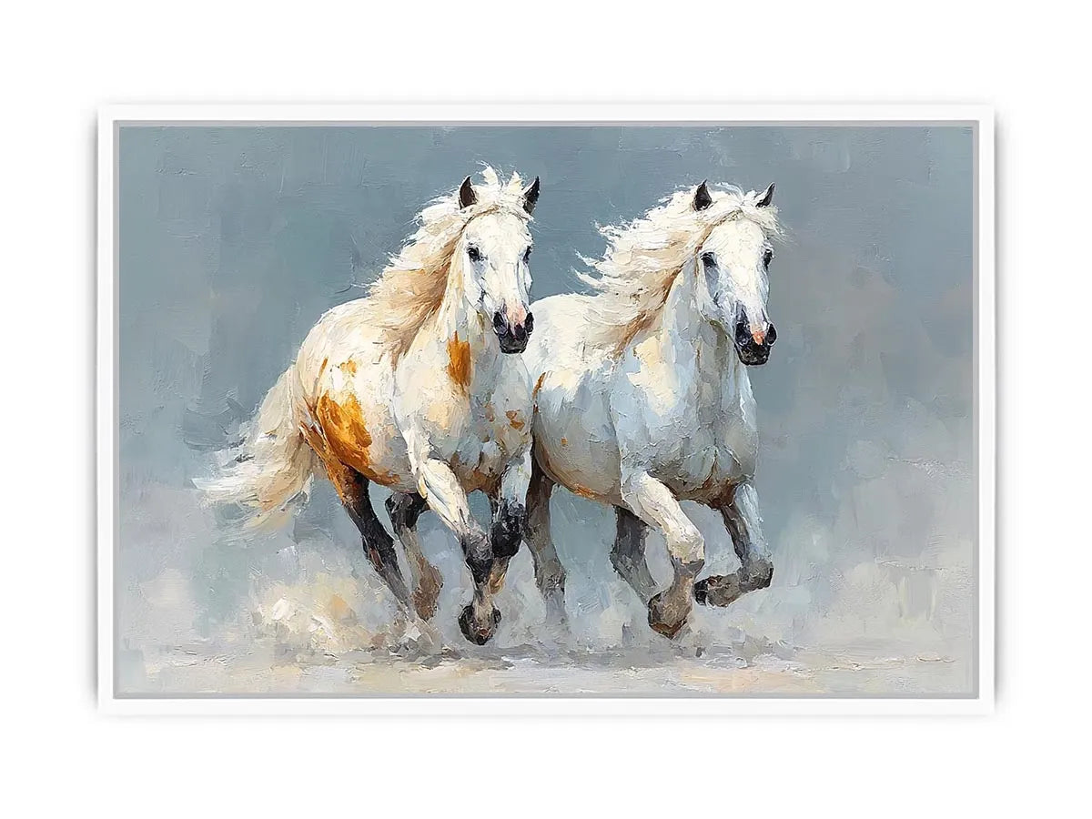 running white horses canvas print