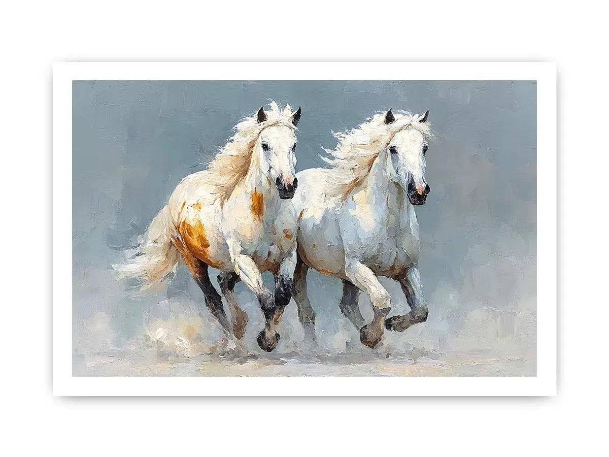 running white horses canvas print