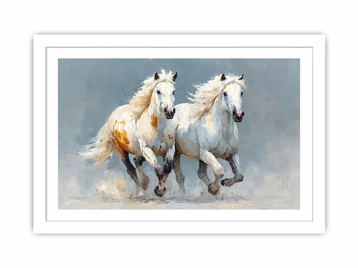 running white horses canvas print