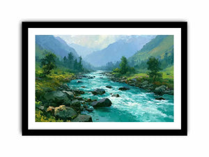 mountain river landscape canvas art