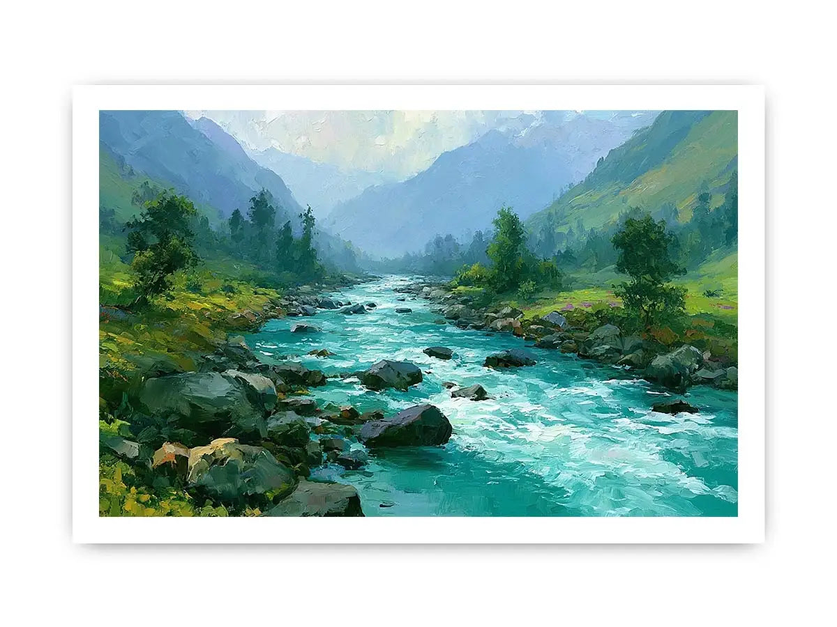 mountain river landscape canvas art
