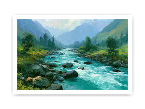 mountain river landscape canvas art