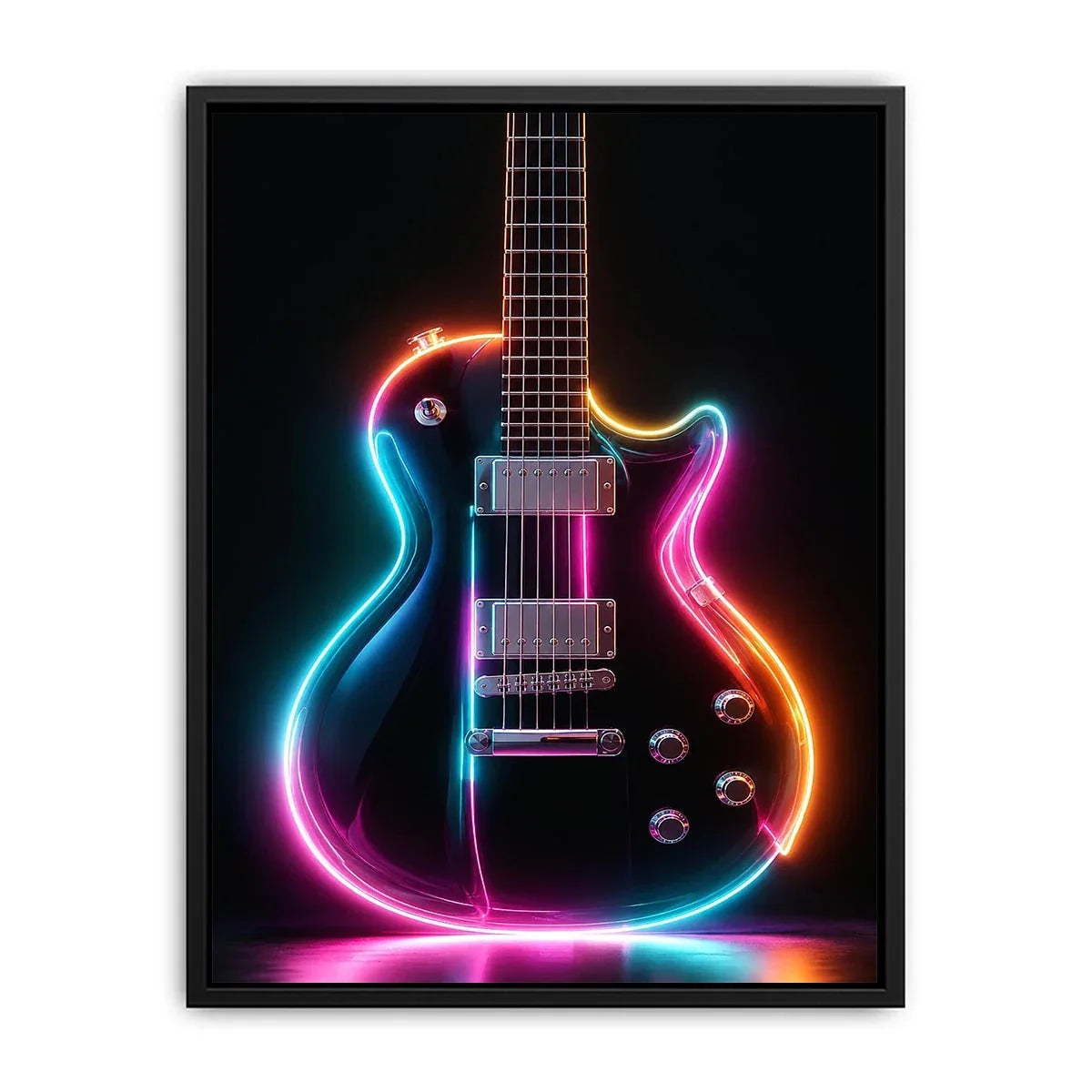 neon electric guitar canvas print