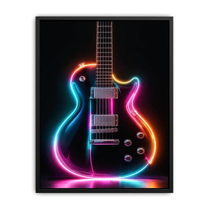 neon electric guitar canvas print