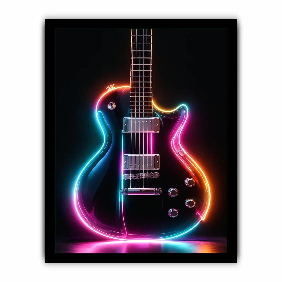 neon electric guitar canvas print