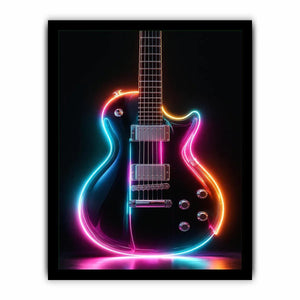neon electric guitar canvas print