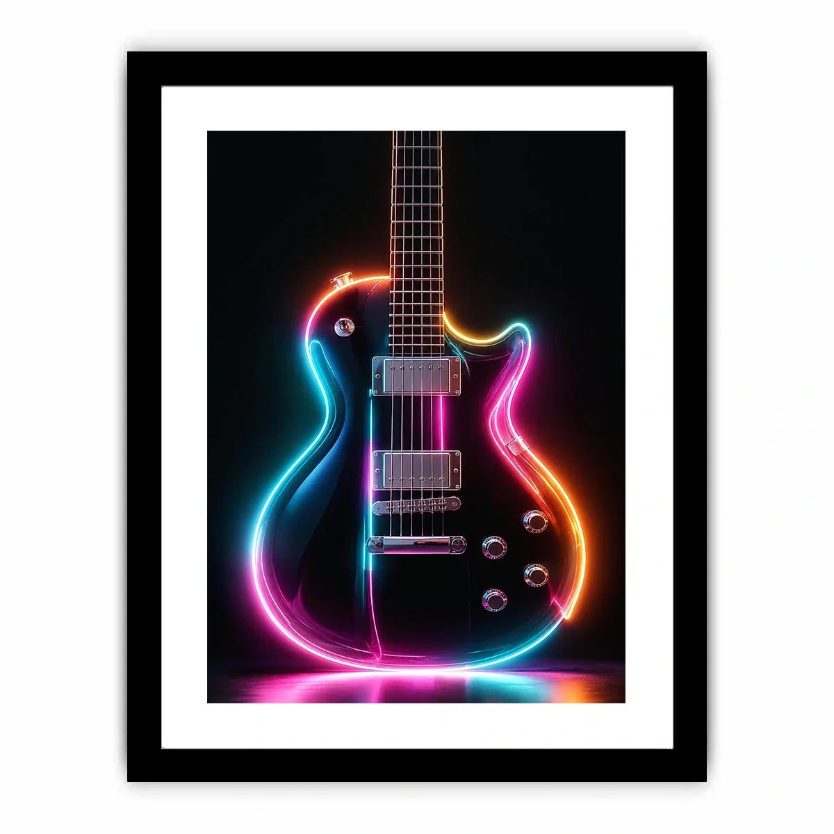 neon electric guitar canvas print