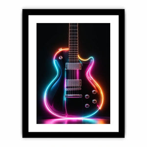 neon electric guitar canvas print