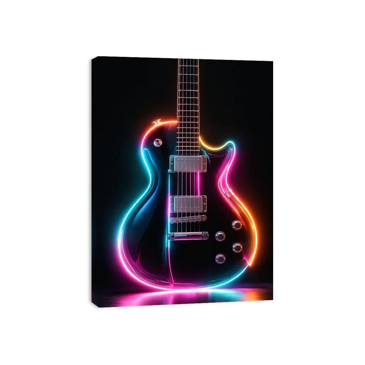 neon electric guitar canvas print
