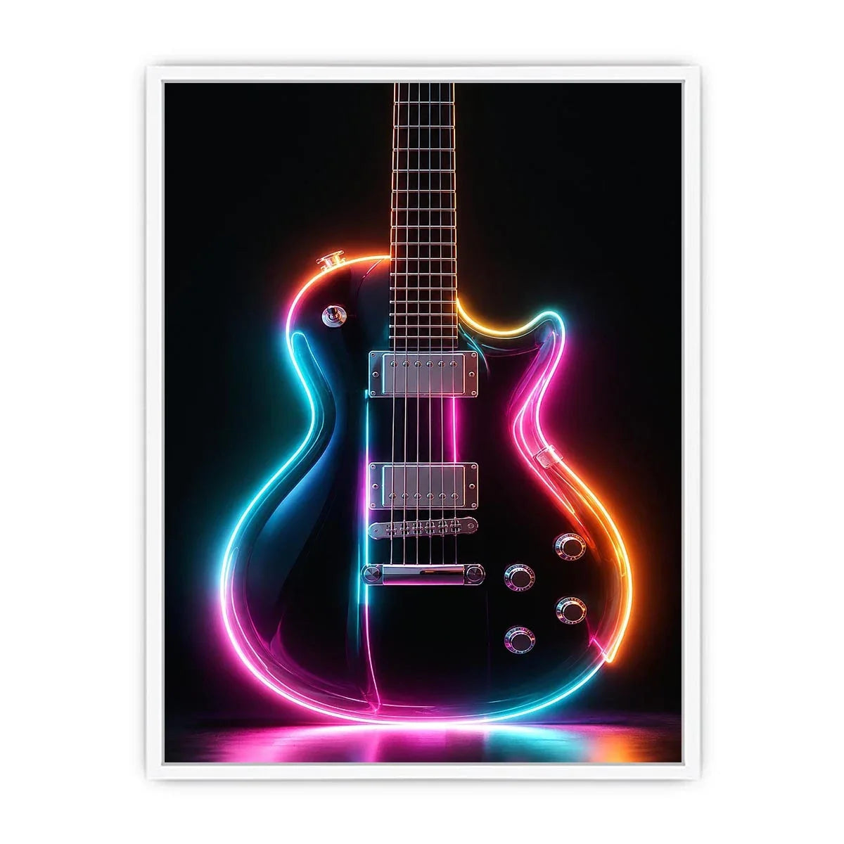 neon electric guitar canvas print