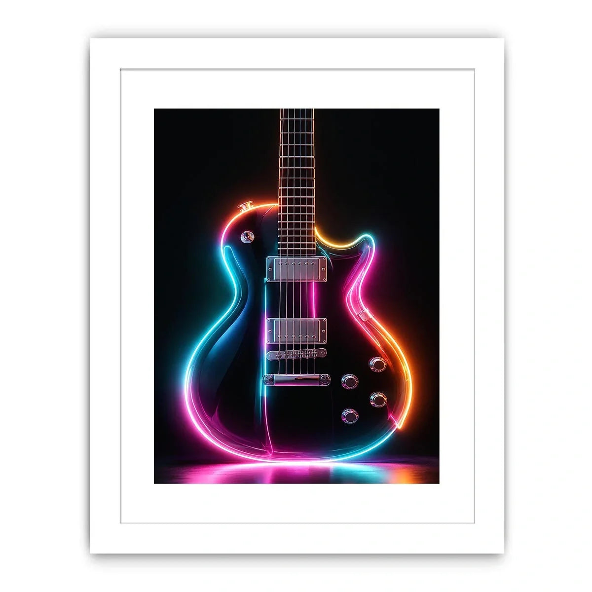 neon electric guitar canvas print