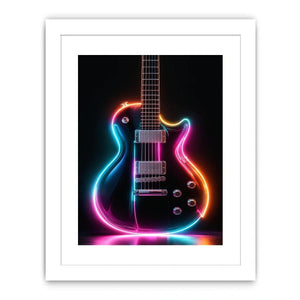 neon electric guitar canvas print