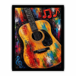 colorful guitar music canvas art
