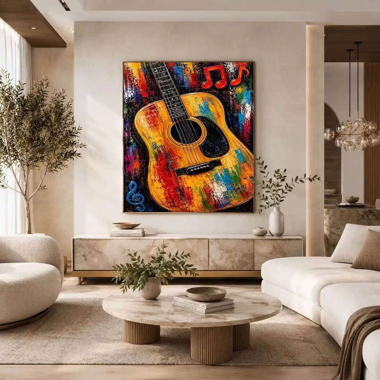 colorful guitar music canvas art
