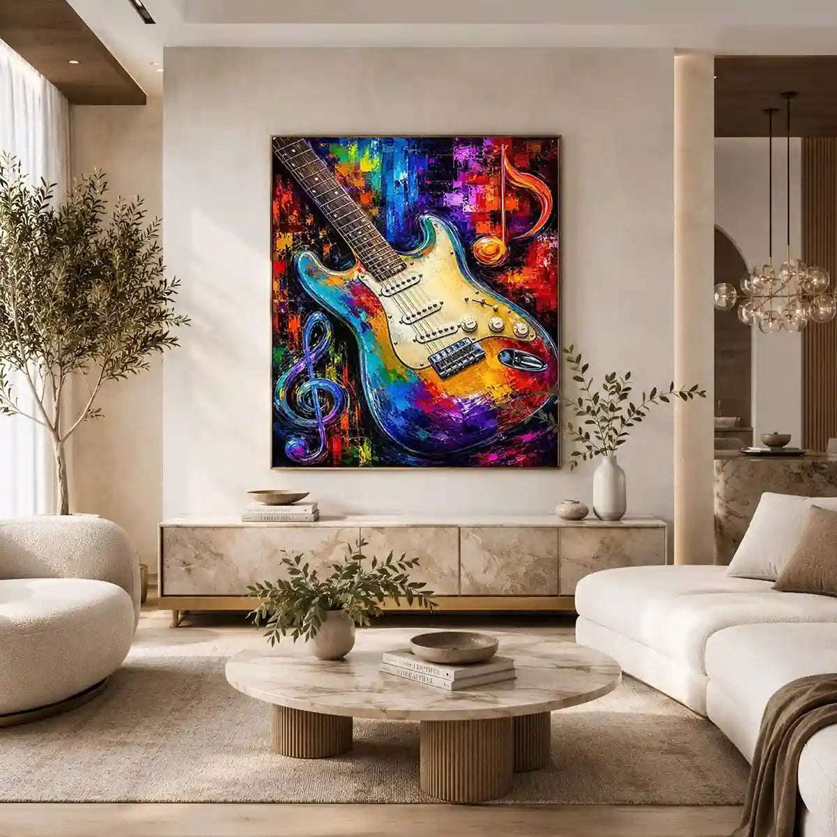 colourful guitar music canvas print