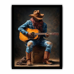 rustic cowboy guitar canvas art