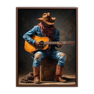 rustic cowboy guitar canvas art