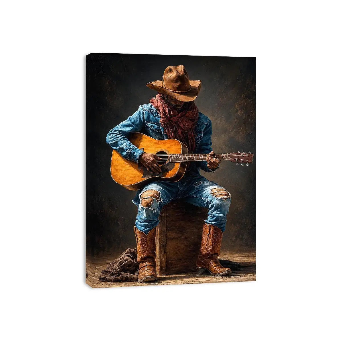 rustic cowboy guitar canvas art