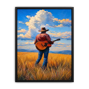 cowboy prairie guitar canvas art