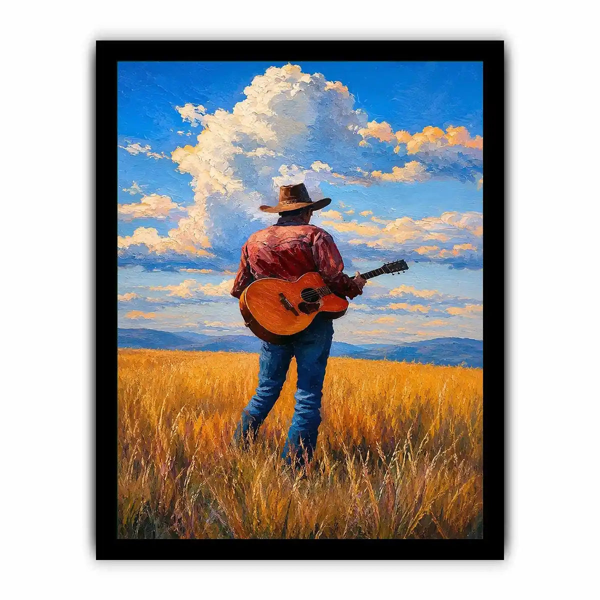 cowboy prairie guitar canvas art