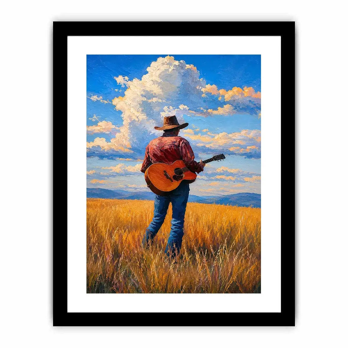 cowboy prairie guitar canvas art