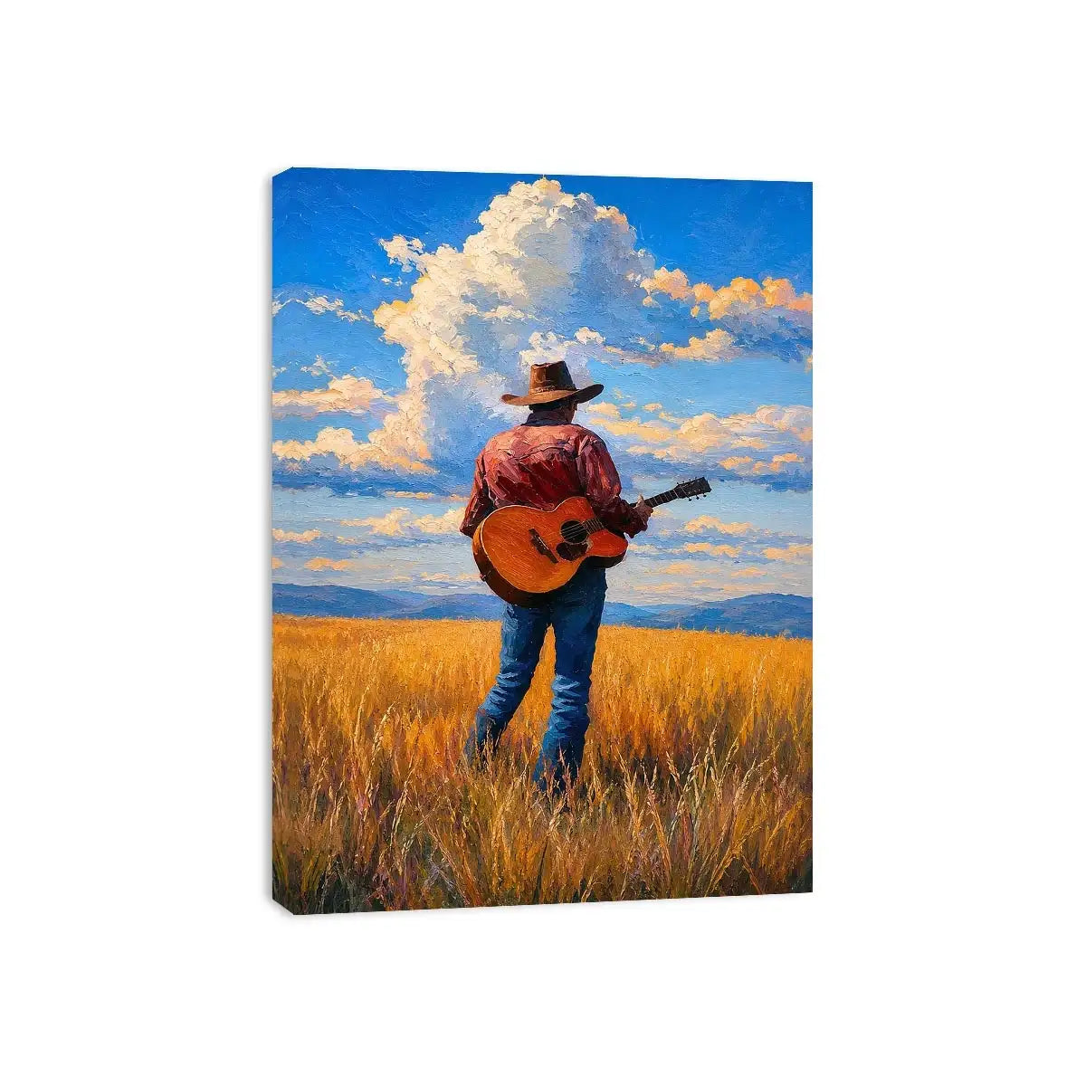 cowboy prairie guitar canvas art