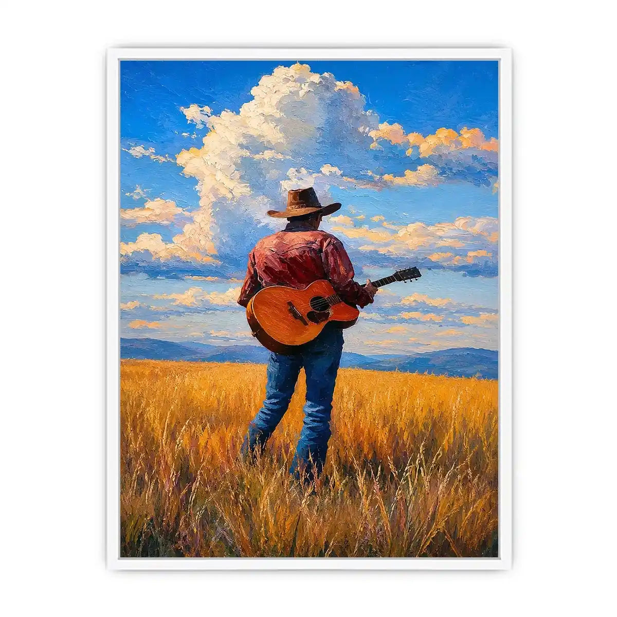 cowboy prairie guitar canvas art