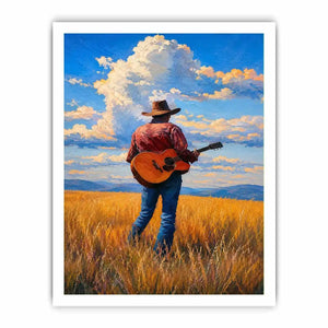 cowboy prairie guitar canvas art