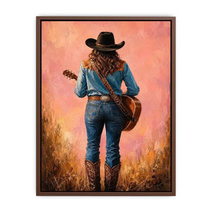 cowgirl guitar western canvas print