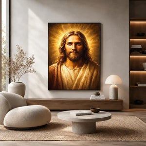 jesus portrait golden light canvas art