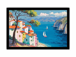 mediterranean coastal village canvas print