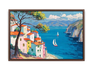 mediterranean coastal village canvas print