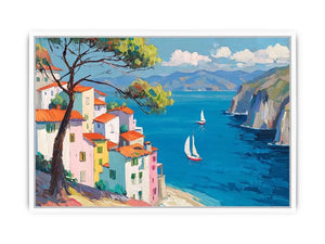 mediterranean coastal village canvas print