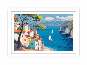mediterranean coastal village canvas print