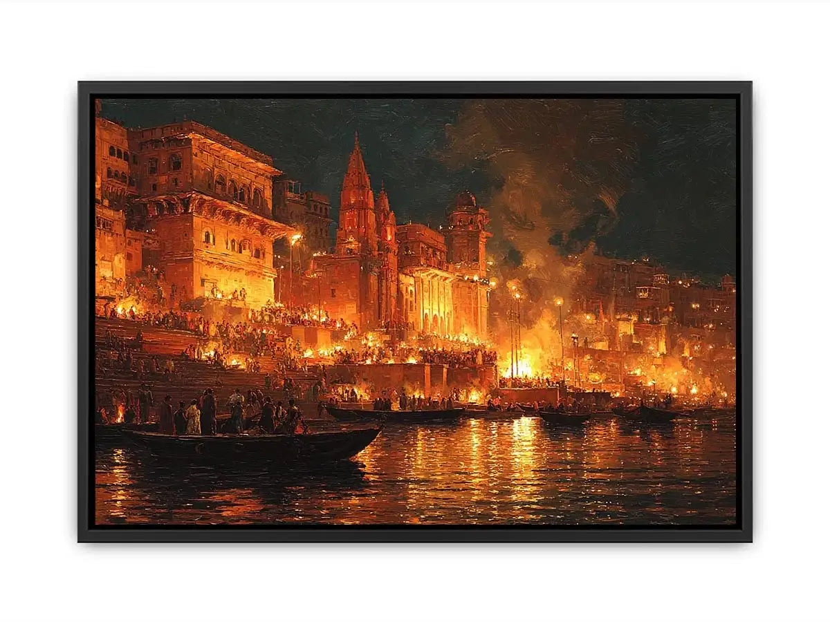 moody river city night canvas art
