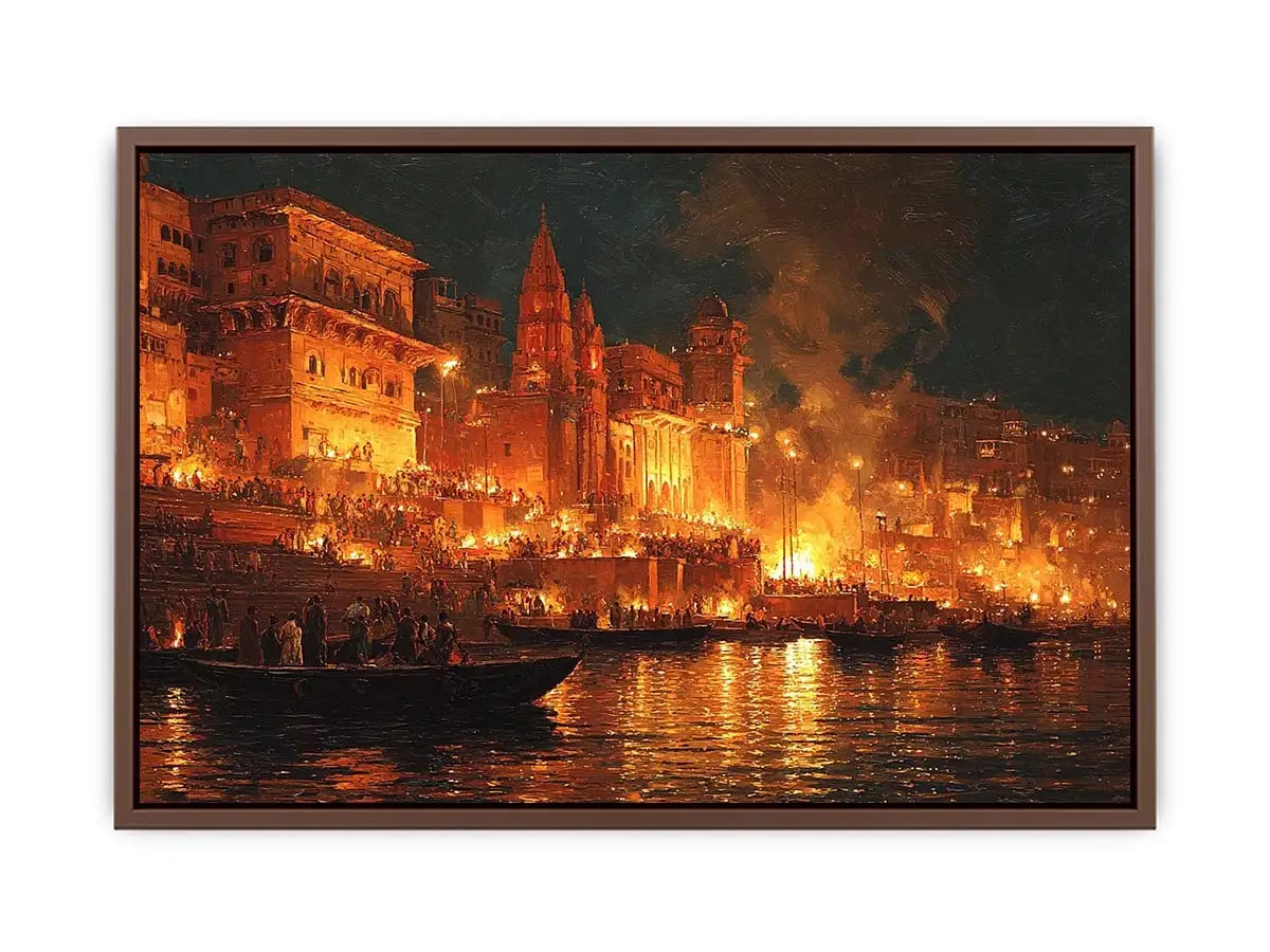 moody river city night canvas art