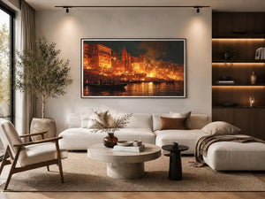 moody river city night canvas art
