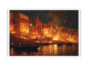 moody river city night canvas art