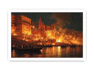 moody river city night canvas art