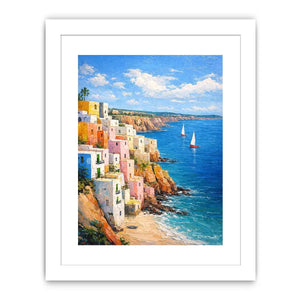 cliffside coastal village canvas art