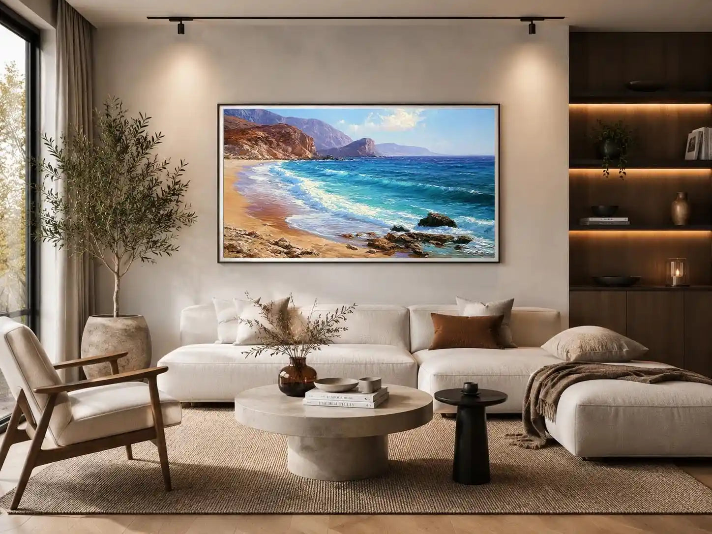 coastal beach wave canvas art