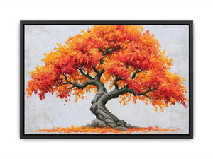 autumn bonsai tree canvas art