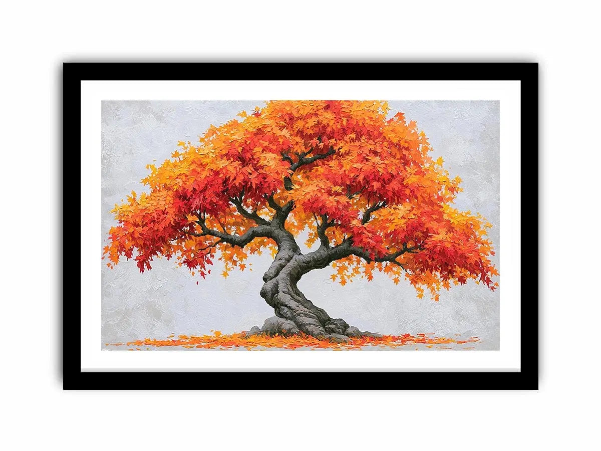 autumn bonsai tree canvas art