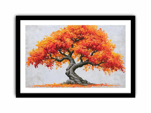 autumn bonsai tree canvas art