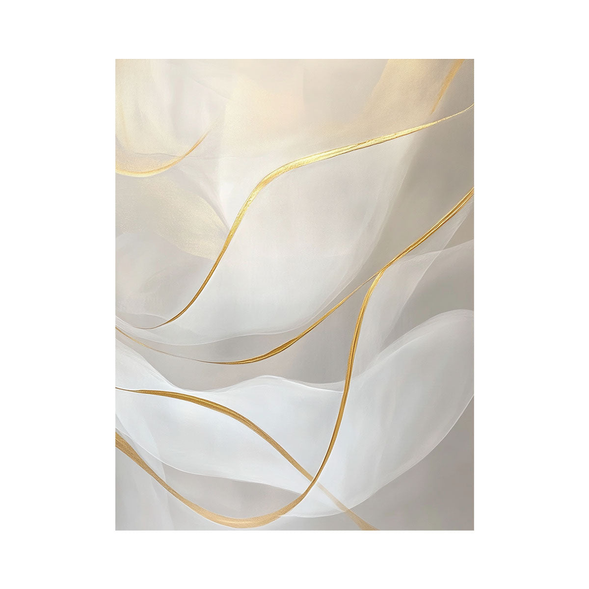 White and gold abstract textured wall art for luxury beige living room styling